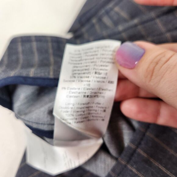 GANNI Skirt Womens 42 10/12 Grey Pinstripe Ruched Sky Captain Tie Gray NWT Siren - Picture 15 of 16